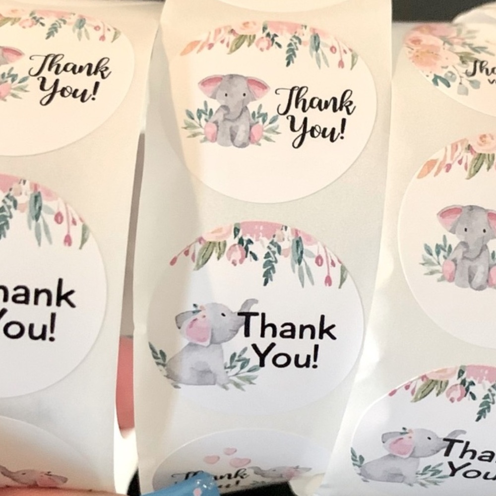 🍒🍒 100 Elephant Thank You Stickers